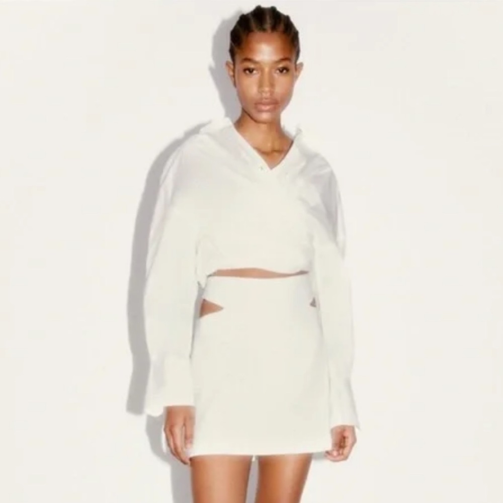 Zara White Skirt with Side Cutouts